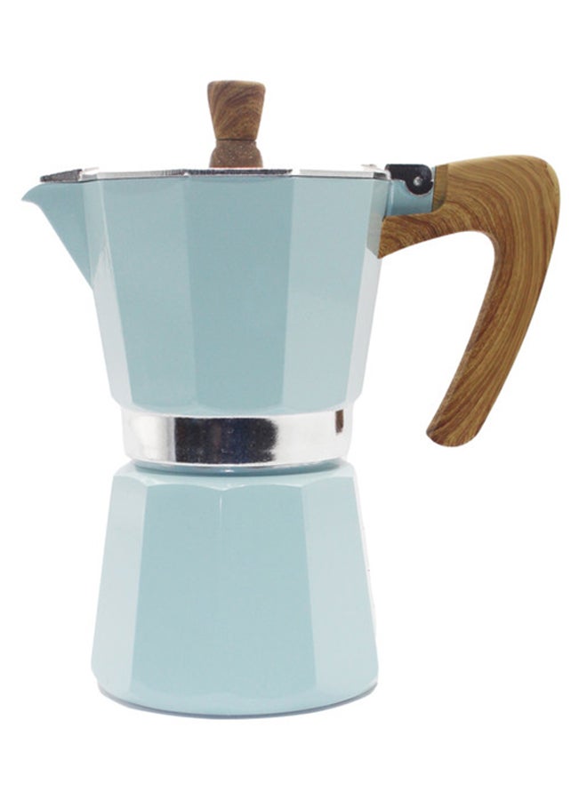 Mocha Espresso Pot With Wooden Handle 3 cups Light Blue/Silver/Brown