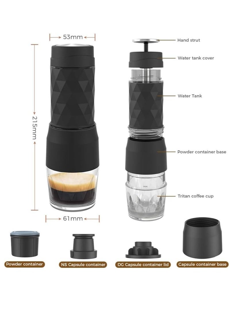 Portable Coffee Maker, Upgrade Version of DG Capsule Coffee Machine, 18Bar Espresso Machine, Mini Manually Operated Travel Coffee Machine. Perfect for Camping、Business、Hiking and Office