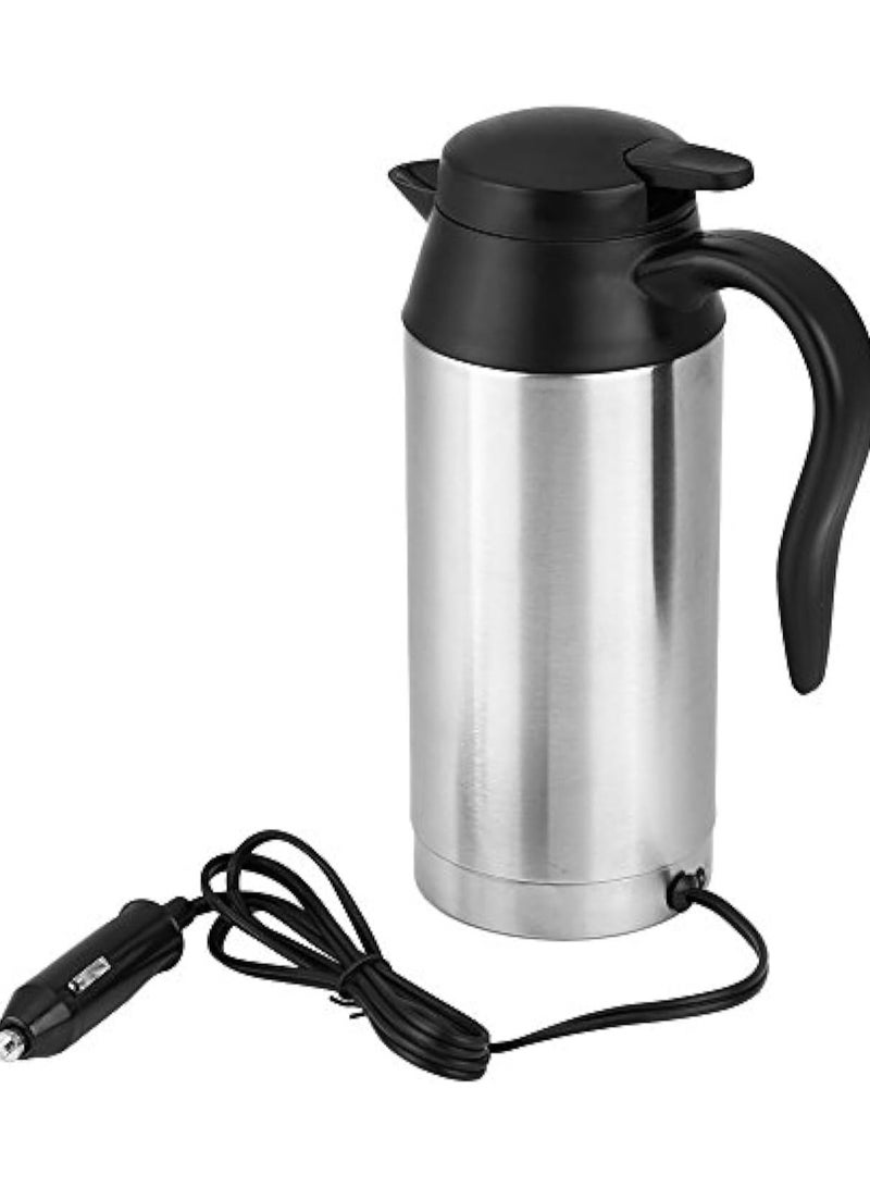 12V 750ml Car Electric Water Kettle Portable Stainless Steel Water Kettle Thermal Water Cup Water Coffee Milk Cup.