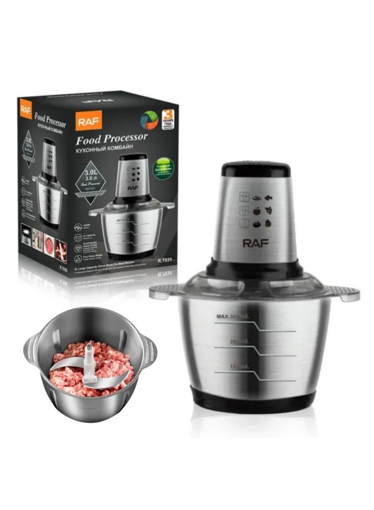 Food Processor & Meat Chopper - 2L Capacity, 4-Blade Spiral Cutter, 2 Speed Settings, Easy Clean Detachable Parts, Double Cover Design for Mess-Free