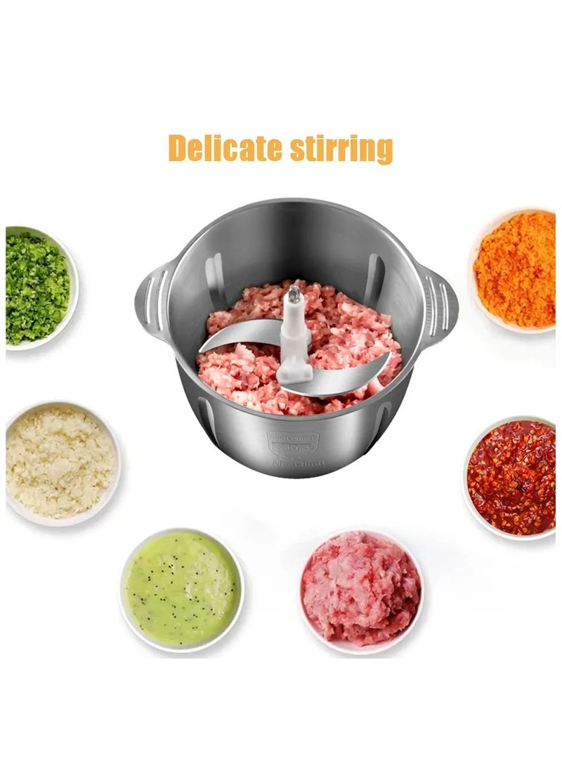 Food Processor & Meat Chopper - 2L Capacity, 4-Blade Spiral Cutter, 2 Speed Settings, Easy Clean Detachable Parts, Double Cover Design for Mess-Free