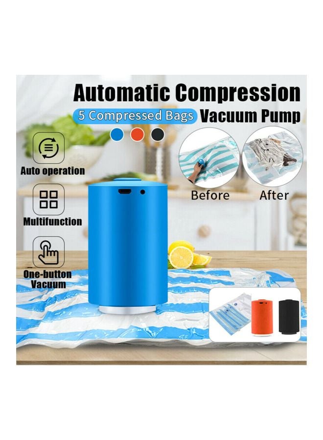 Portable Electric Automatic Compression Vacuum Pump With Bags H27688BL Blue