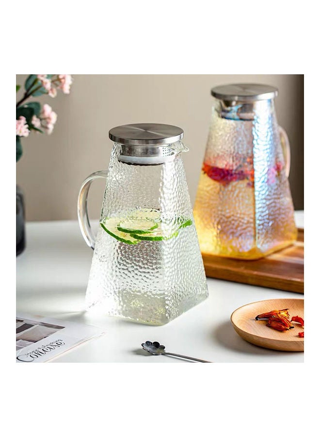 Hammer Texture Glass Water Bottle With Handle Clear 12x8x22.5cm