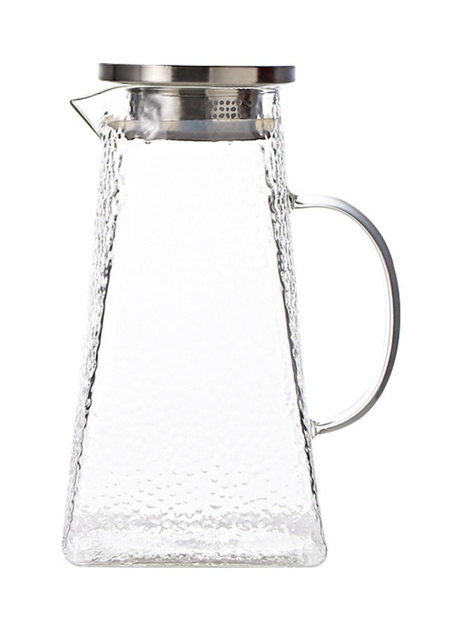 Hammer Texture Glass Water Bottle With Handle Clear 12x8x22.5cm