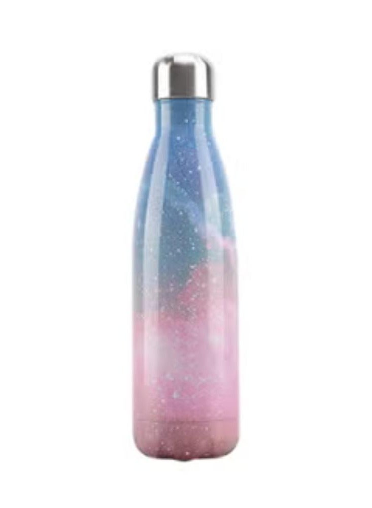 Vacuum Insulated Double Wall Stainless Steel Water Bottle 500 ML Pink/Blue 28x7.5cm