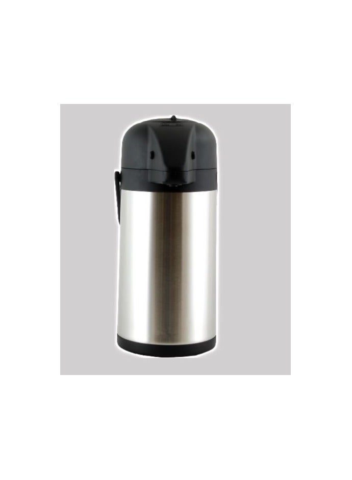 2.24 Qt Stainless Steel Pump Pot  Double-Wall Vacuum Sealed Thermal Dispenser with Handle, Insulated Coffee & Beverage Dispenser, Hot & Cold Drinks for Home, Office, or Events