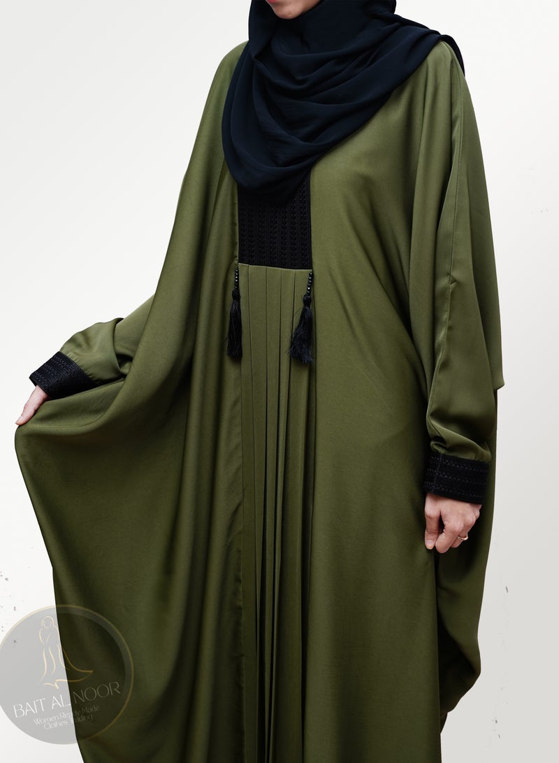 Olive Green Farasha Design Modern Abaya