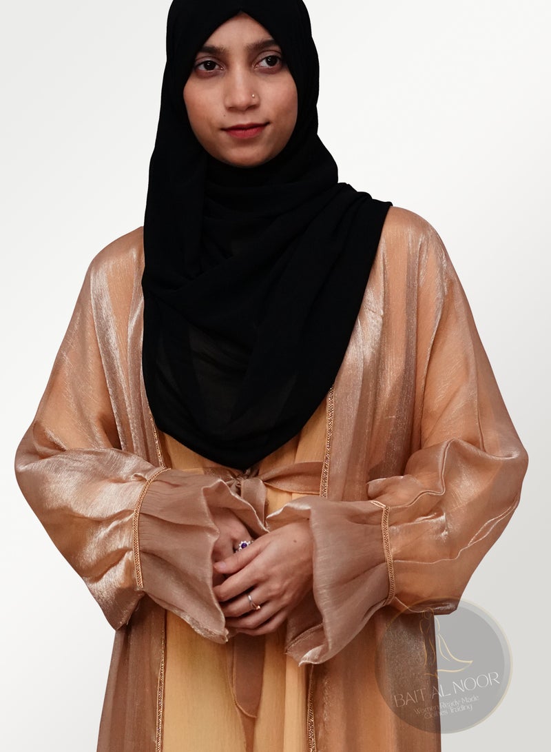 Golden Open Abaya With Inner