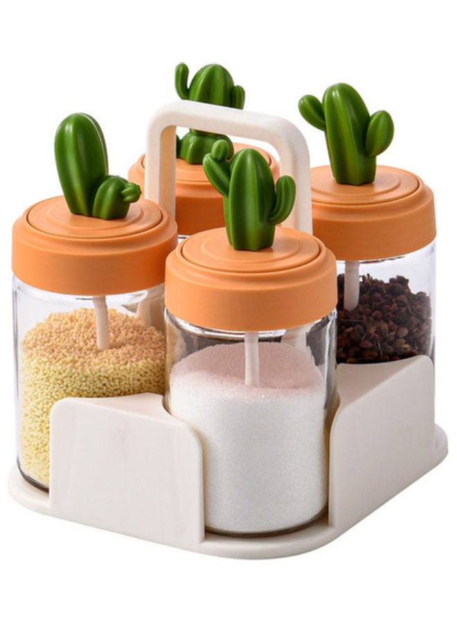 5-Piece Glass Cactus Spice Jar Multicolour 14.5x15.5x15.5cm