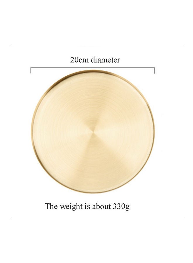 European Style Golden Stainless Steel Circular Tray Gold 20cm