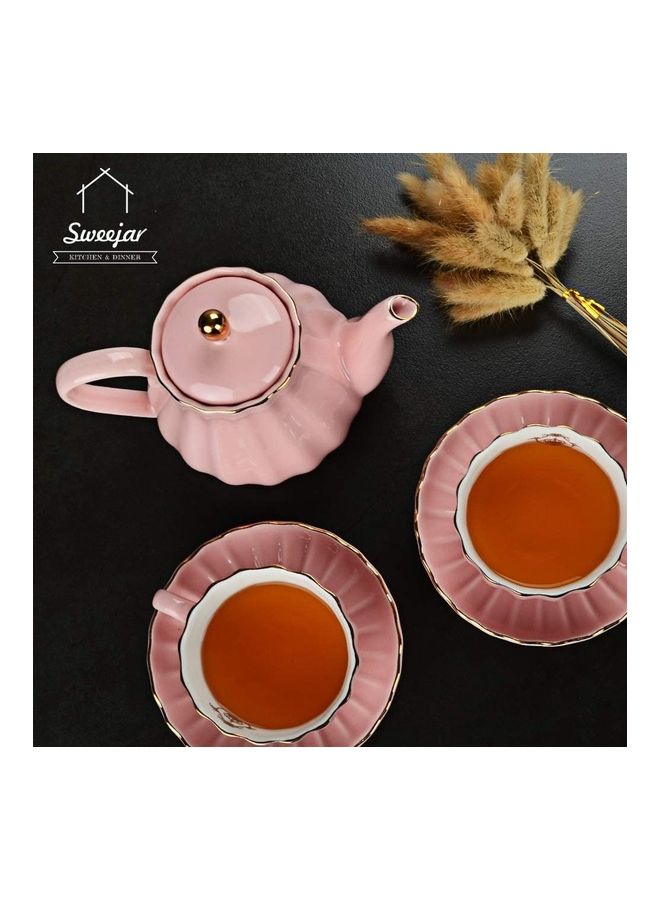 Heat Resistant Glass Tea Set Pink 800ml