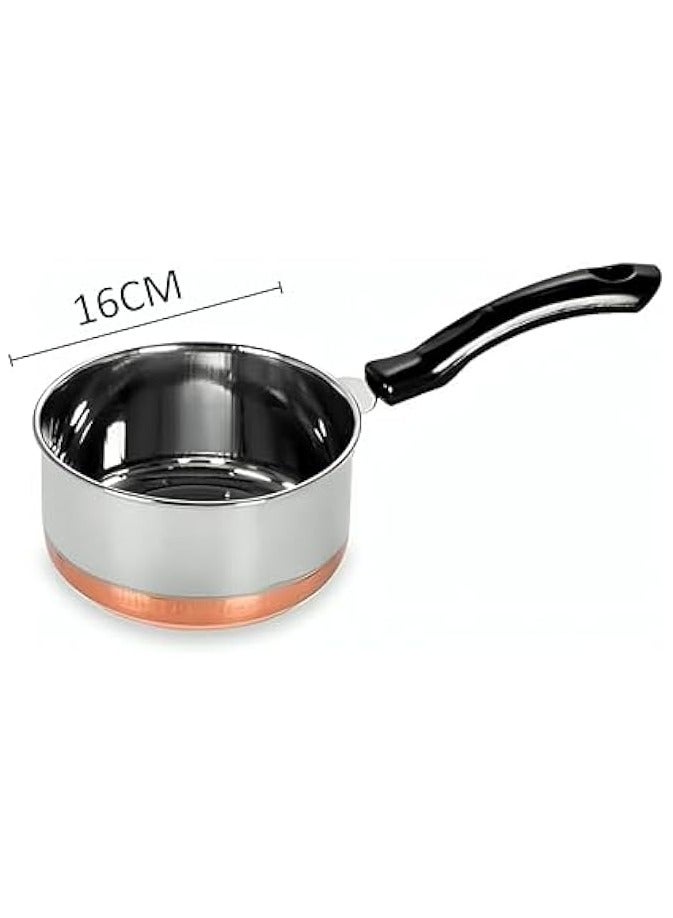 Stainless Steel with Copper Base Saucepan, Saucepan with Comfortable handle 1000ml (16cm)