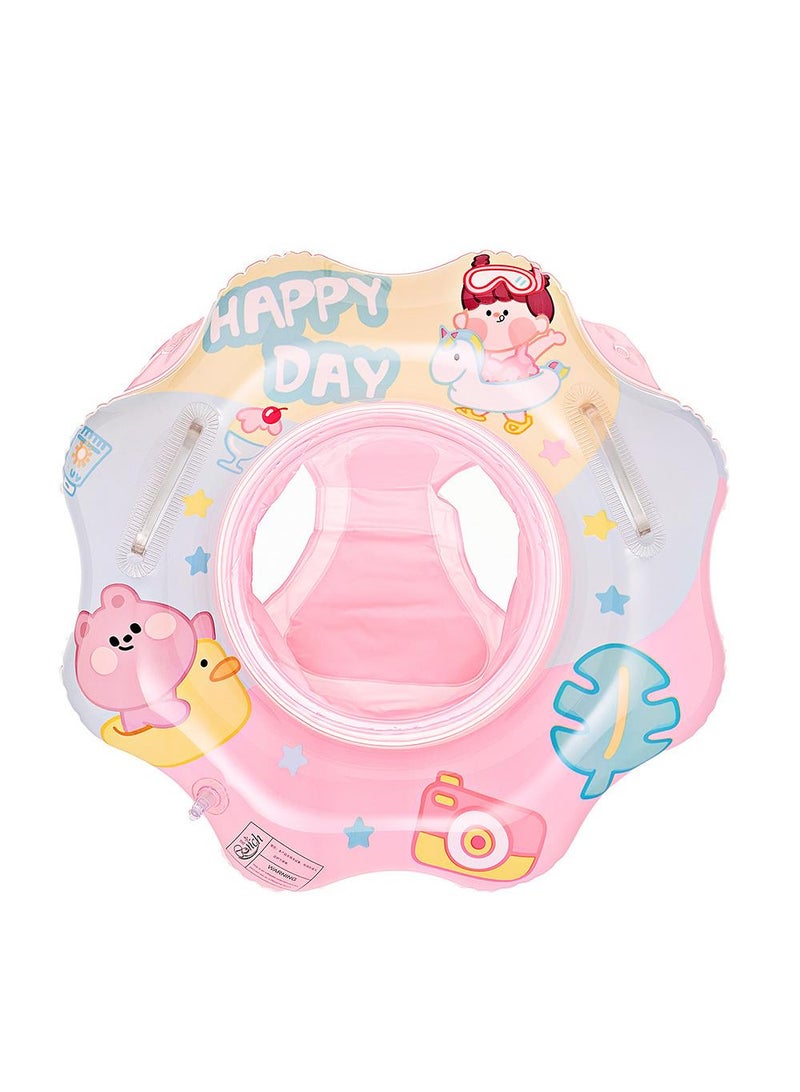 Baby Swimming Float Ring with Seat, Inflatable Children Waist Float Ring, Baby Free Swimming Ring, Safe and Durable, Pool Tool for The Age of 1-5 Years Kids,Pink-H