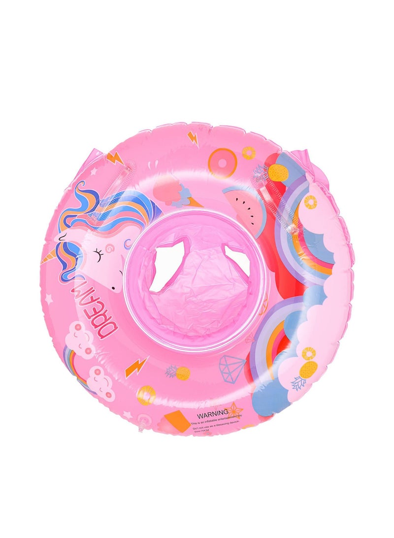 Baby Swimming Float Ring with Seat, Inflatable Children Waist Float Ring, Baby Free Swimming Ring, Safe and Durable, Pool Tool for The Age of 1-5 Years Kids,Pink-L