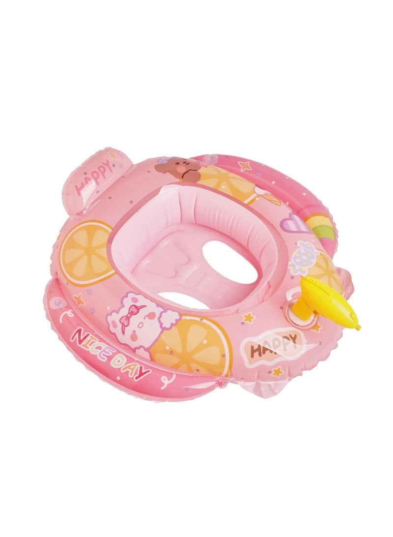 Baby Swimming Float Ring with Seat, Inflatable Children Waist Float Ring, Baby Free Swimming Ring, Safe and Durable, Pool Tool for The Age of 1-5 Years Kids,Pink-C