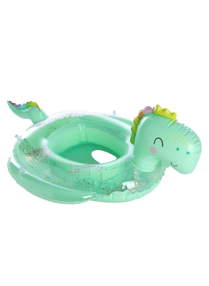 Baby Swimming Float Ring with Seat, Inflatable Children Waist Float Ring, Baby Free Swimming Ring, Safe and Durable, Pool Tool for The Age of 1-5 Years Kids,Green-E