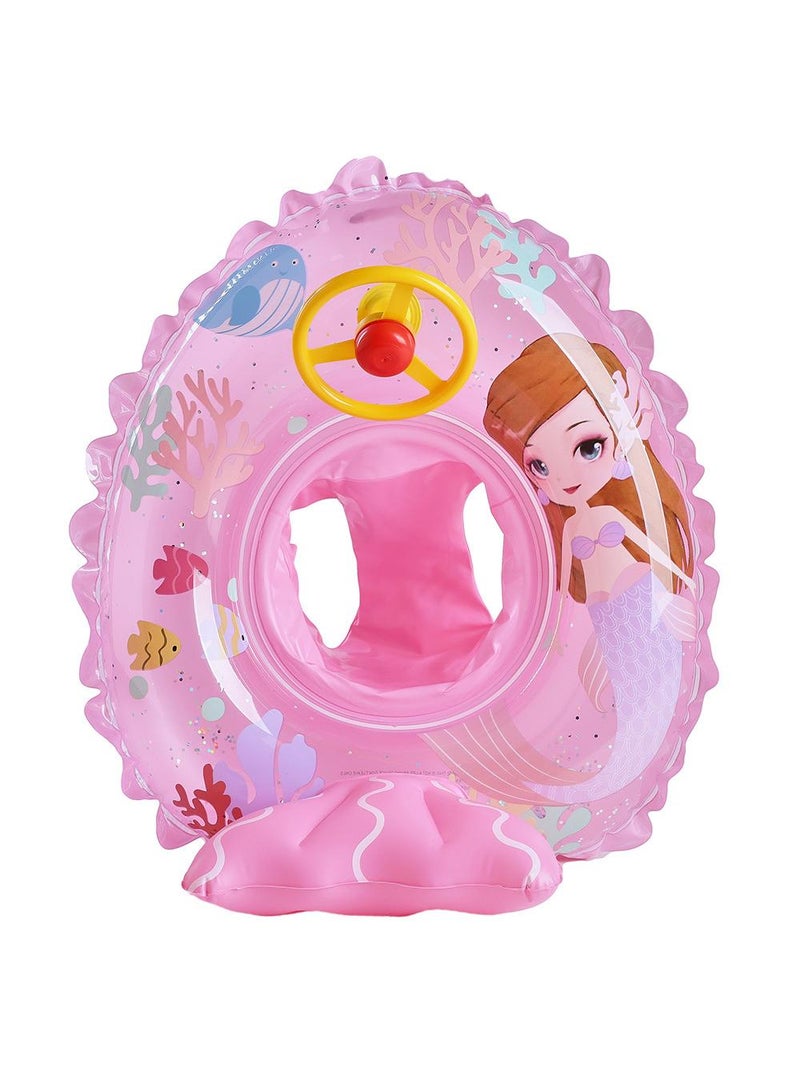 Baby Swimming Float Ring with Seat, Inflatable Children Waist Float Ring, Baby Free Swimming Ring, Safe and Durable, Pool Tool for The Age of 1-5 Years Kids,Pink-J