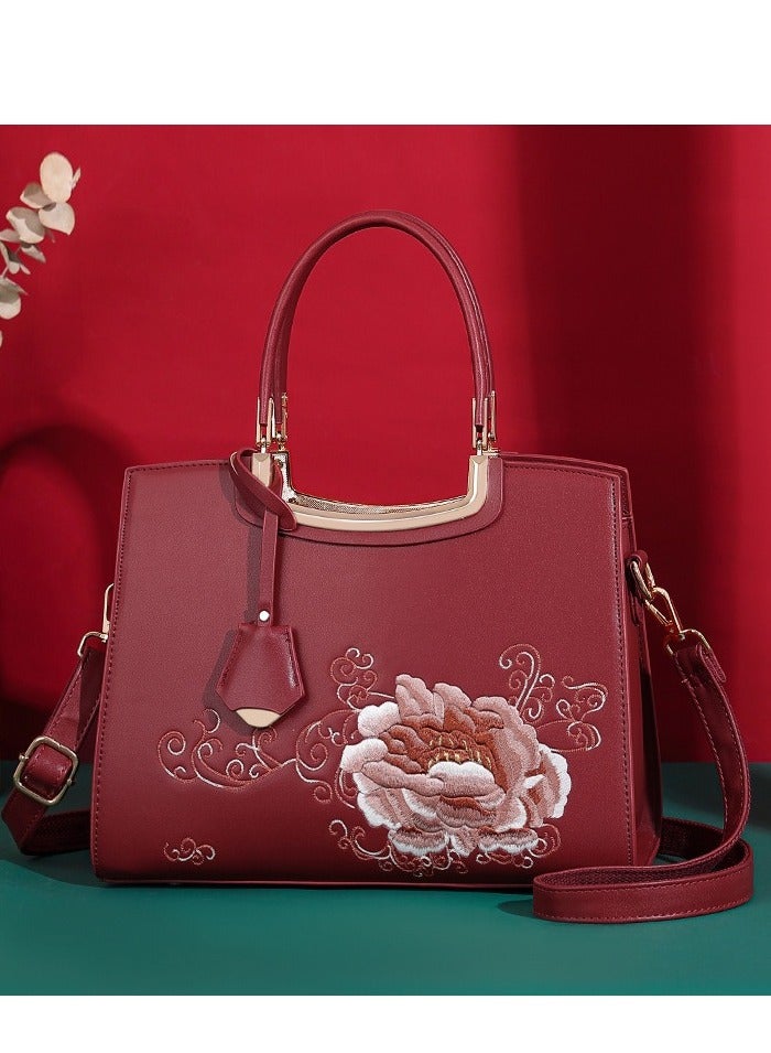 Large Capacity Middle-Aged Mother Embroidered Crossbody Bag