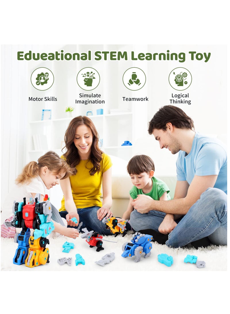 Dinosaur Building Toys for Kids Ages 3-6 STEM Take Apart Robot with Electric Drill Perfect Birthday Gift for Boys