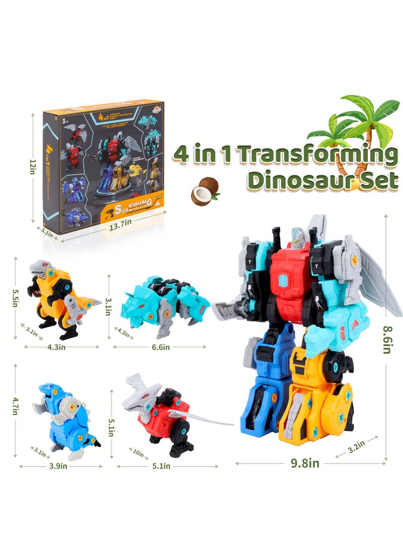 Dinosaur Building Toys for Kids Ages 3-6 STEM Take Apart Robot with Electric Drill Perfect Birthday Gift for Boys