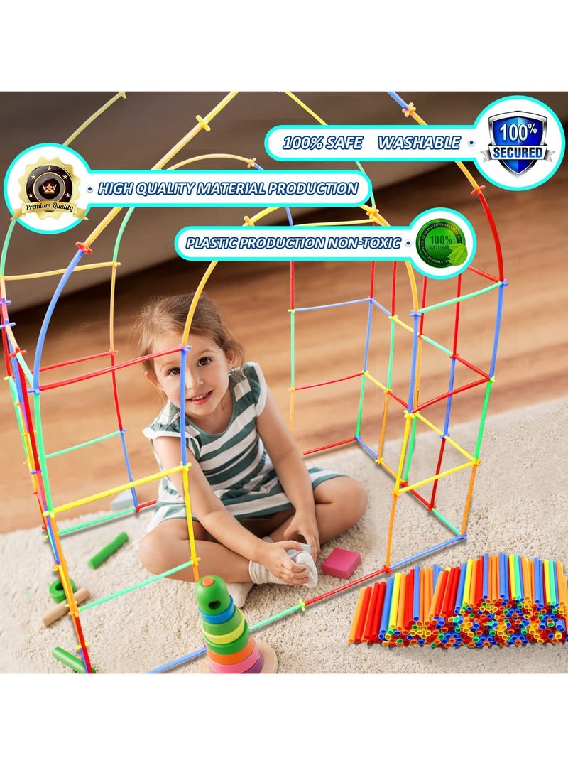 600 Piece Straw Construction Toy Set for Creative Building and Play