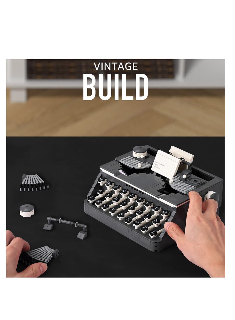 Vintage Typewriter Building Set with Mini Bricks 1136 Pieces Perfect Collectible Model for Adults Unique Gift Idea