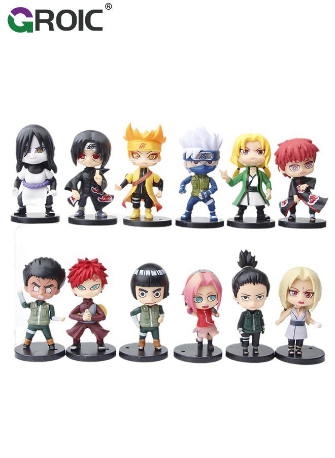 Set of 12 Pieces Naruto Action Figure, Naruto, Kakashi, Sasuke Action Figures Toys, Naruto Anime Figure Model Desk Decoration Action Figure, Naruto Statue Figure Collectibles (Second Edition)