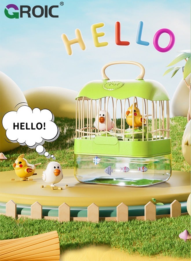 Mini Birdcage Toddler Toys, Mini Voice-Activated Birds Birdcage Toys Singing & Talking Birds Repeat What You Said, Chirping Fluttering Interactive Toy Electronic Pet Animals for Babies Kids