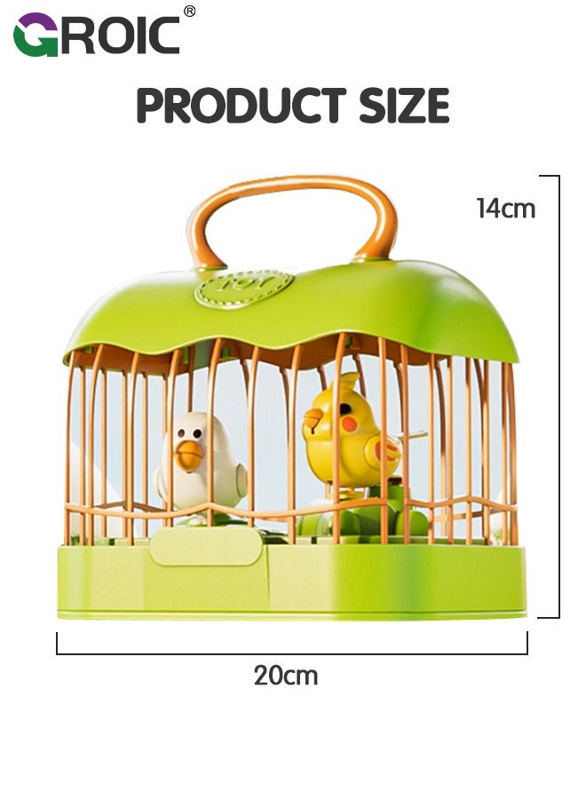 Mini Birdcage Toddler Toys, Mini Voice-Activated Birds Birdcage Toys Singing & Talking Birds Repeat What You Said, Chirping Fluttering Interactive Toy Electronic Pet Animals for Babies Kids