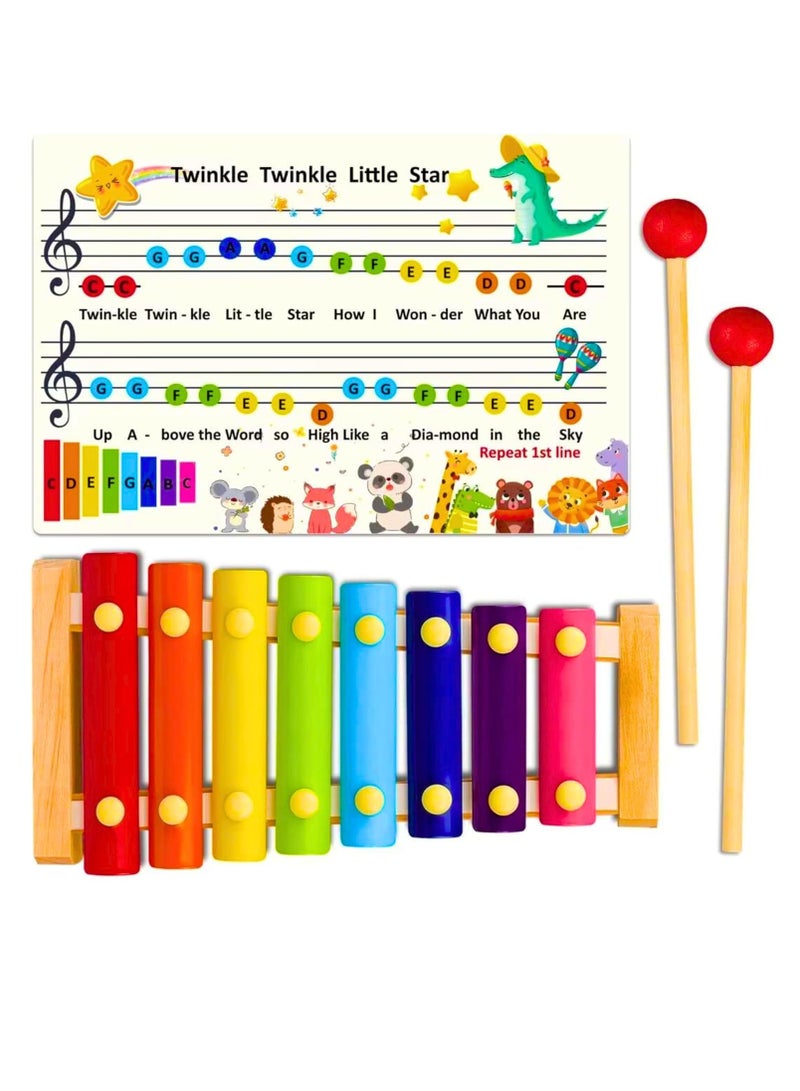 5-in-1 Montessori Wooden Educational Baby Toys Set | Sorting & Stacking, Piano Xylophone, Bead Maze Roller Coaster, 33pcs Magnetic Fishing Game, Color Balls Sorting for Boys & Girls 1-3 Year