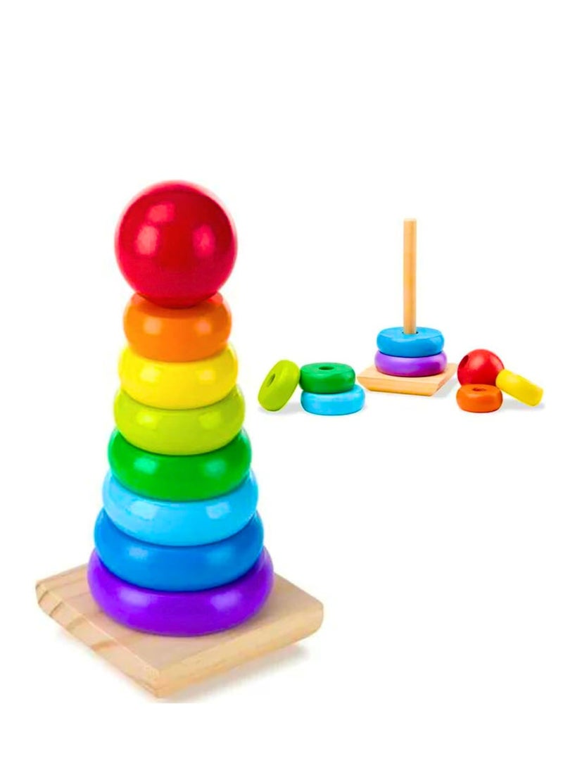 5-in-1 Montessori Wooden Educational Baby Toys Set | Sorting & Stacking, Piano Xylophone, Bead Maze Roller Coaster, 33pcs Magnetic Fishing Game, Color Balls Sorting for Boys & Girls 1-3 Year