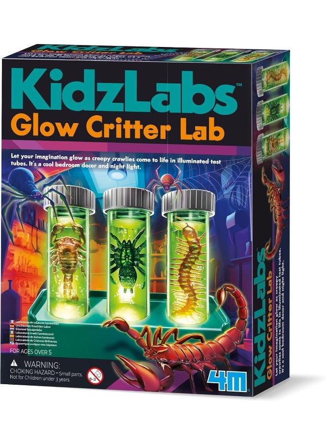 KidzLabs Glow Critter Lab, Creepy Crawlies Come to Life, Illuminated Test Tubes, Science Project and Night Light for Ages 5+