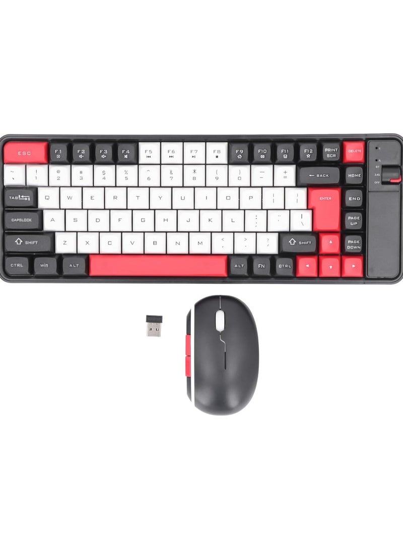 Mouse and Keyboard Combo, 84 Key Keyboard and 2.4G Mouse with Auto Sleep Mode Adjustable DPI 10 Meter Work Range. (Red)