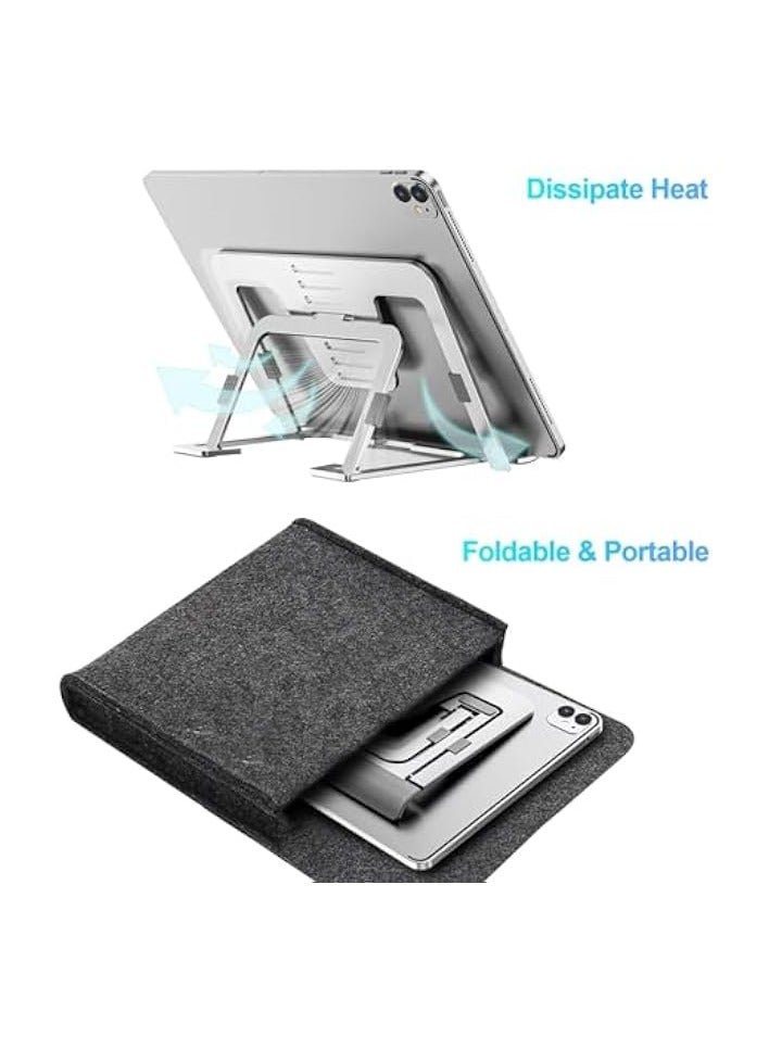 Tablet Stand Adjustable & Foldable, Slim Portable Aluminum Tablet Holder for Desk, Compatible with iPad Pro/Air/Mini, Samsung Tab, Surface Pro, Kindle Fire (7-13