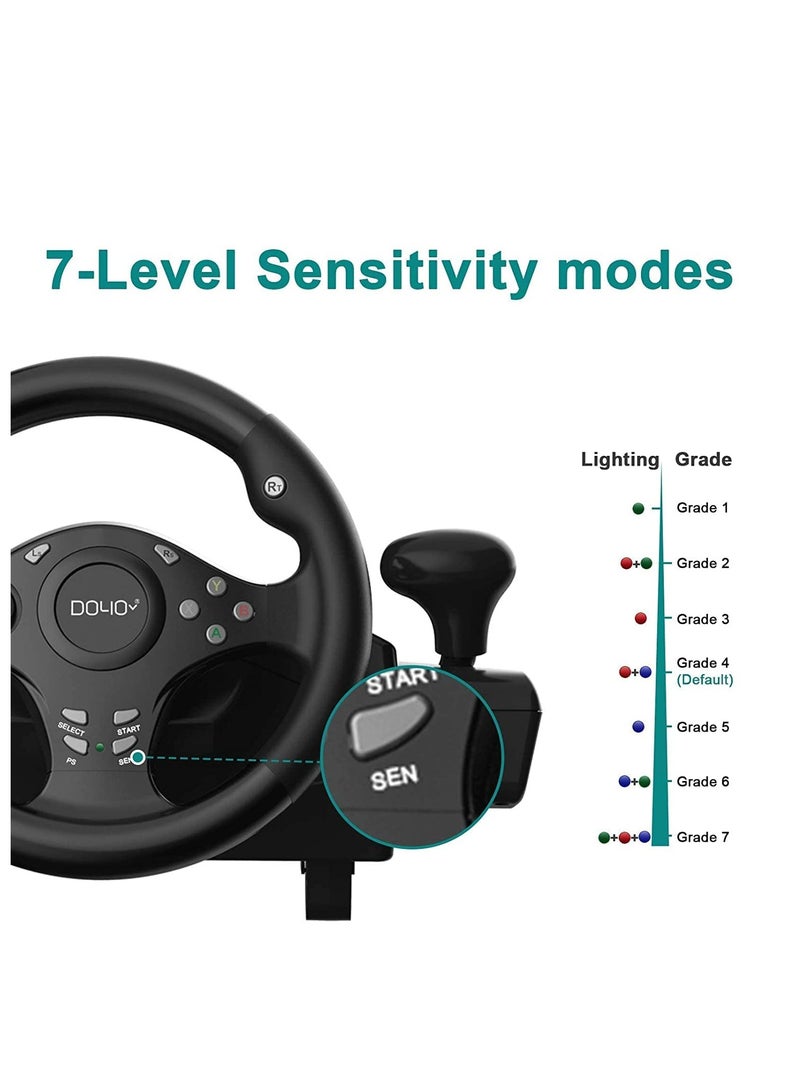 Gaming Racing Wheel, Steering Wheel for PC, 270 Degree Driving Force Sim Game Steering Wheel with Responsive Gear and Pedals for PC/PS3/PS4/XBOX ONE/XBOX 360/Nintendo Switch/Android