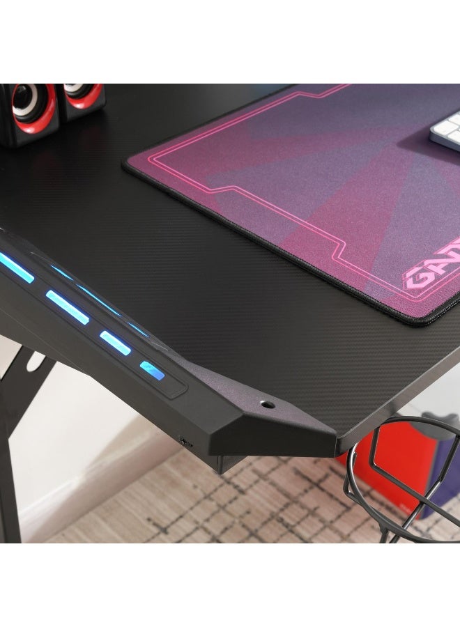 Oki Gaming Desk With Rgb Light - Black
