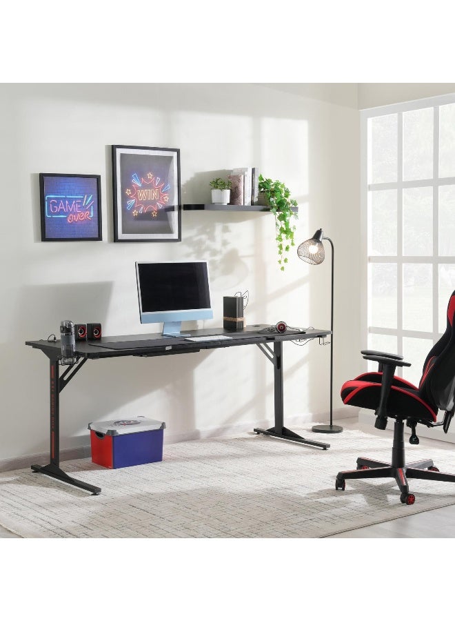 Nador Gaming Desk With Cup Holder - Black
