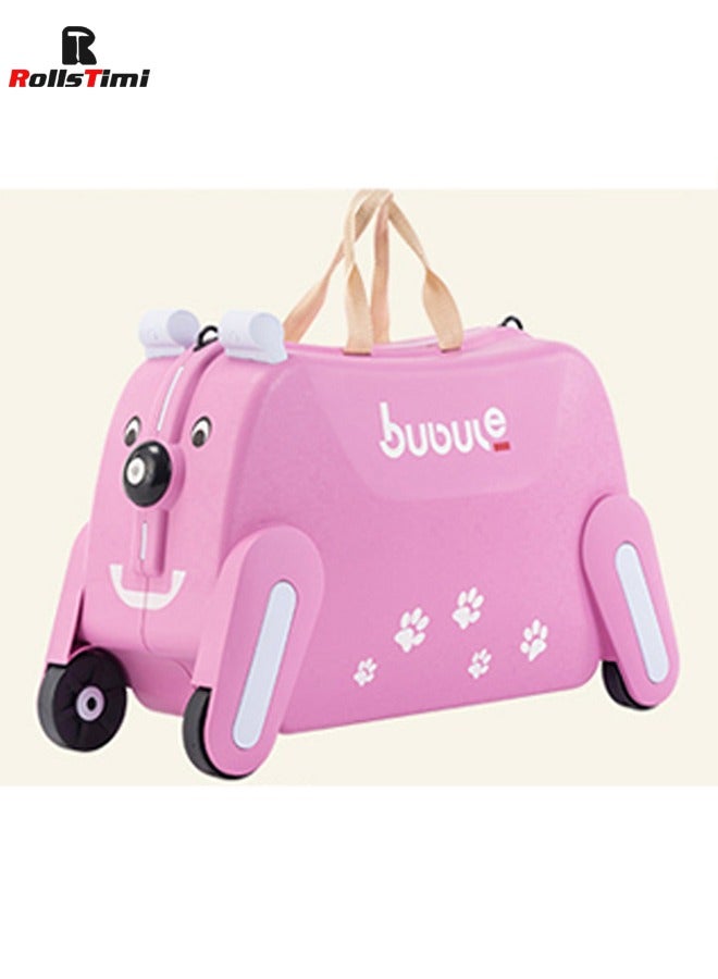 Cute Kids Trolley Bag Dog Shape Kid Toy Travel Luggage 1-8 Age ,Pink