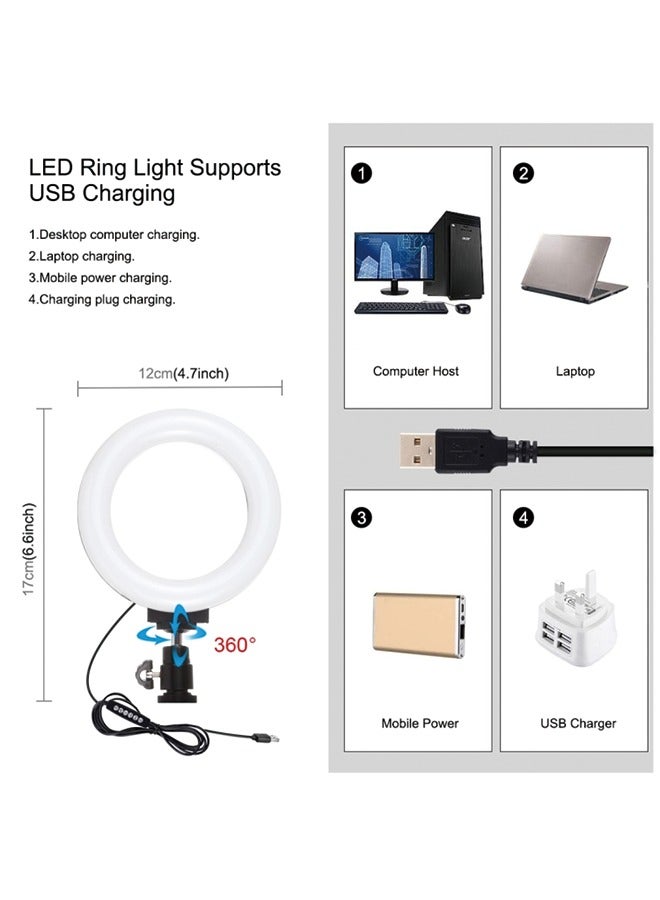 PULUZ 5 in 1 Vlogging Live Broadcast Smartphone Video Rig + 4.7 inch 12cm RGBW Ring LED Selfie Light + Microphone + Pocket Tripod Mount Kits with Cold Shoe Tripod Head(Red)