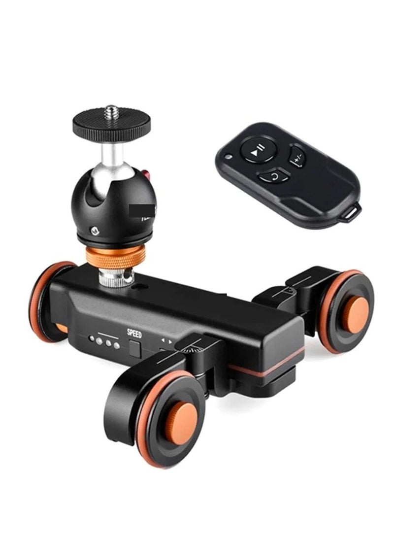 Camera Video Auto Dolly 3-Wheels Motorized Electric Track Rail Slider Dolly Car with 3 Speed Adjustable 360 Degree Swivel Shooting Camera Dolly Slider for DSLR Camera Camcorder Gopro Smartphones