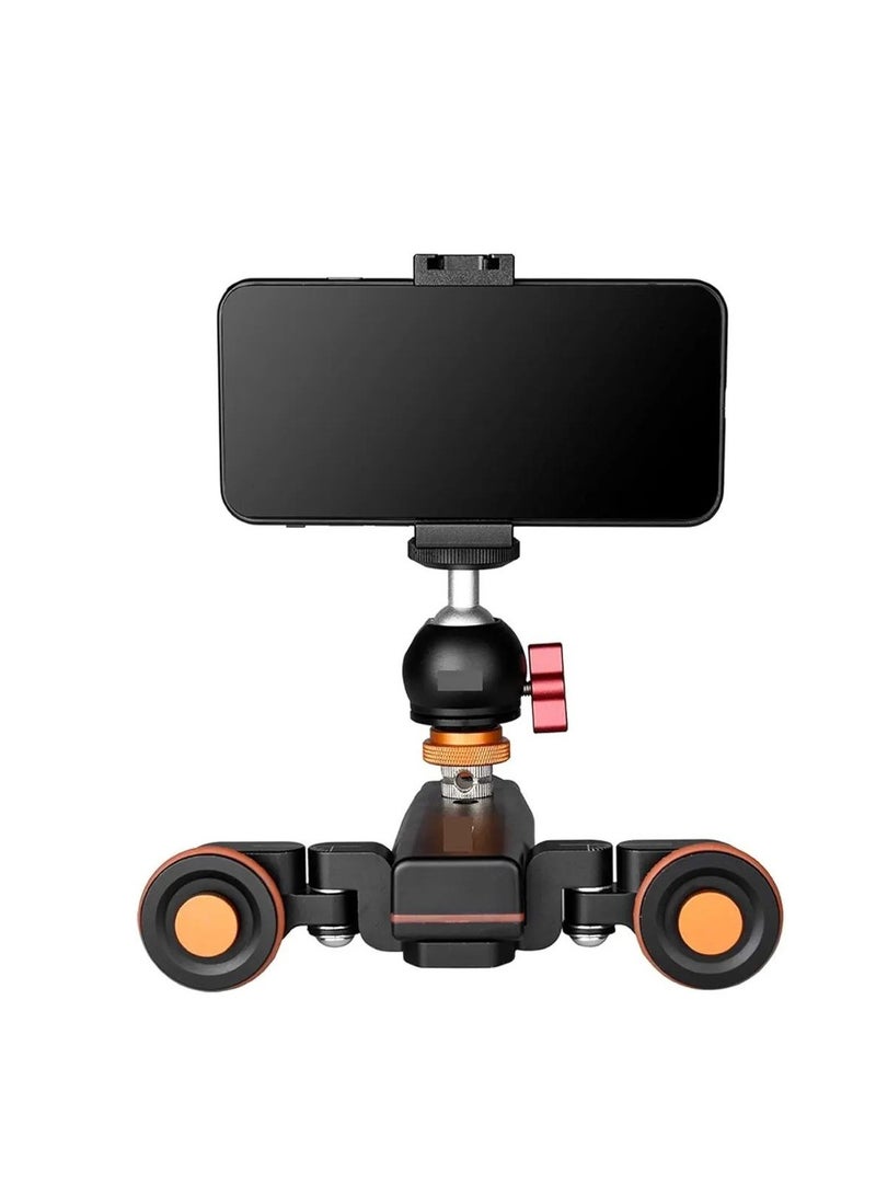 Camera Video Auto Dolly 3-Wheels Motorized Electric Track Rail Slider Dolly Car with 3 Speed Adjustable 360 Degree Swivel Shooting Camera Dolly Slider for DSLR Camera Camcorder Gopro Smartphones