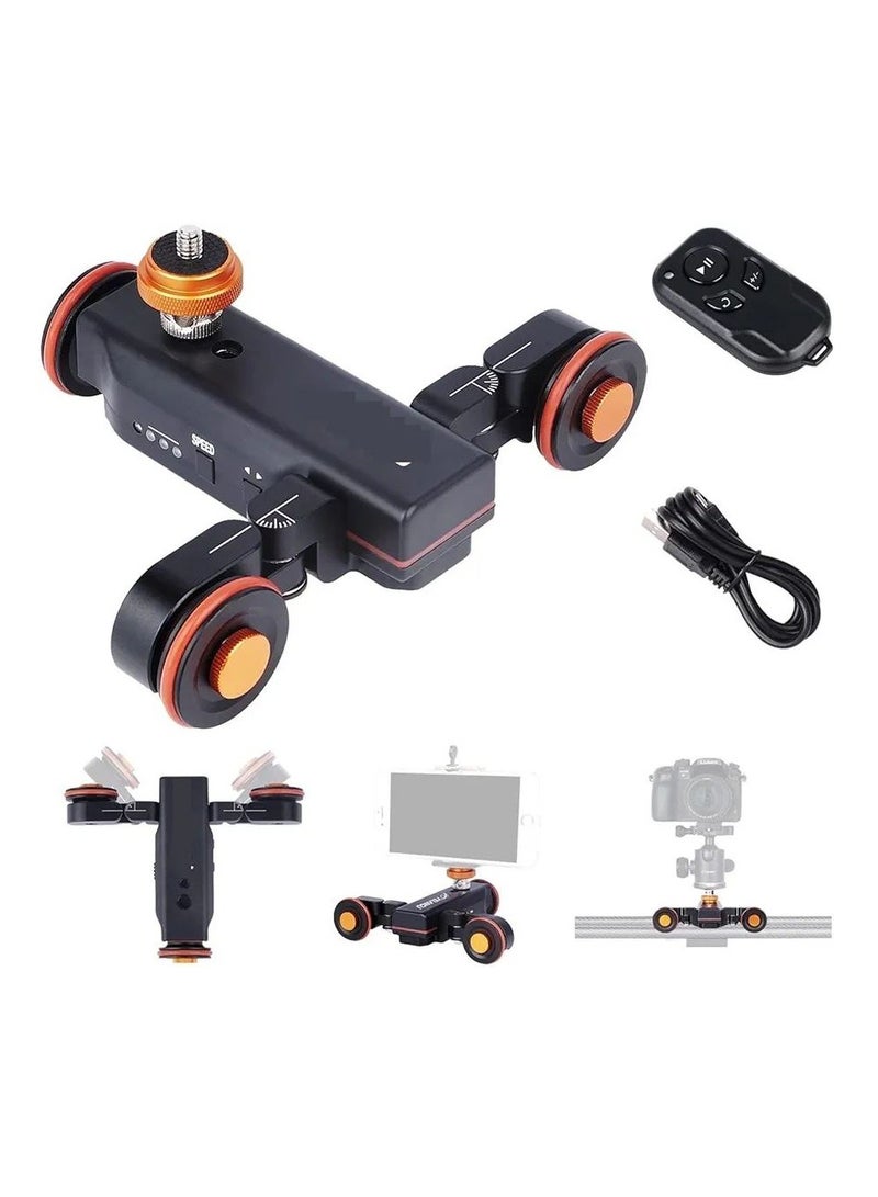 Camera Video Auto Dolly 3-Wheels Motorized Electric Track Rail Slider Dolly Car with 3 Speed Adjustable 360 Degree Swivel Shooting Camera Dolly Slider for DSLR Camera Camcorder Gopro Smartphones