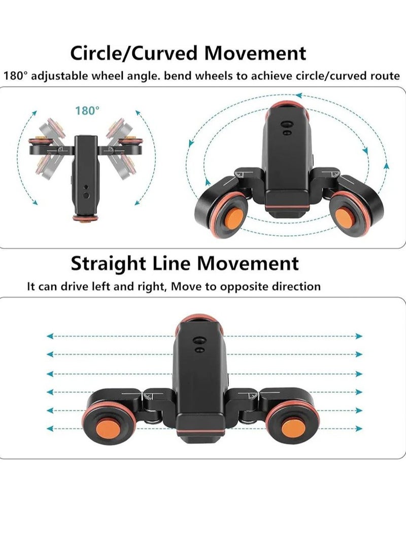 Camera Video Auto Dolly 3-Wheels Motorized Electric Track Rail Slider Dolly Car with 3 Speed Adjustable 360 Degree Swivel Shooting Camera Dolly Slider for DSLR Camera Camcorder Gopro Smartphones