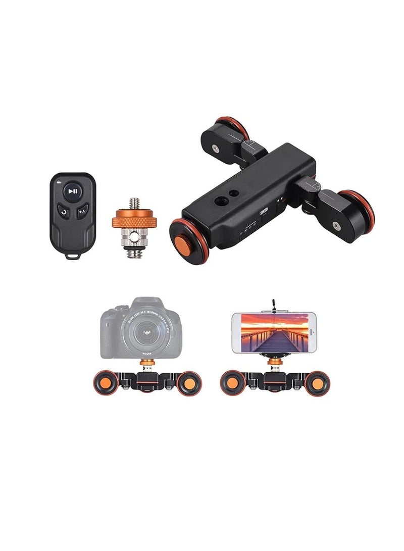 Camera Video Auto Dolly 3-Wheels Motorized Electric Track Rail Slider Dolly Car with 3 Speed Adjustable 360 Degree Swivel Shooting Camera Dolly Slider for DSLR Camera Camcorder Gopro Smartphones