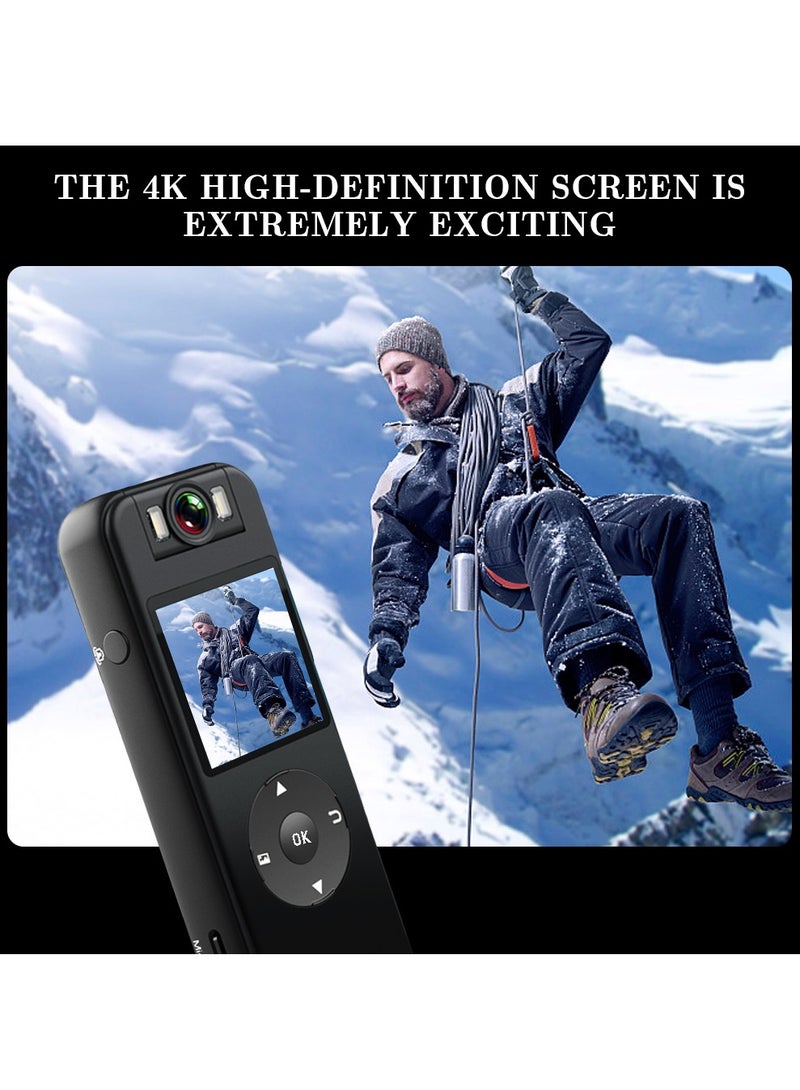 4K Ultra HD Pocket Action Camera Wifi Mini Sports Cam Waterproof Case Helmet Travel Bicycle Driver Recorder, Small DV Camera Night Vision(64G Card)