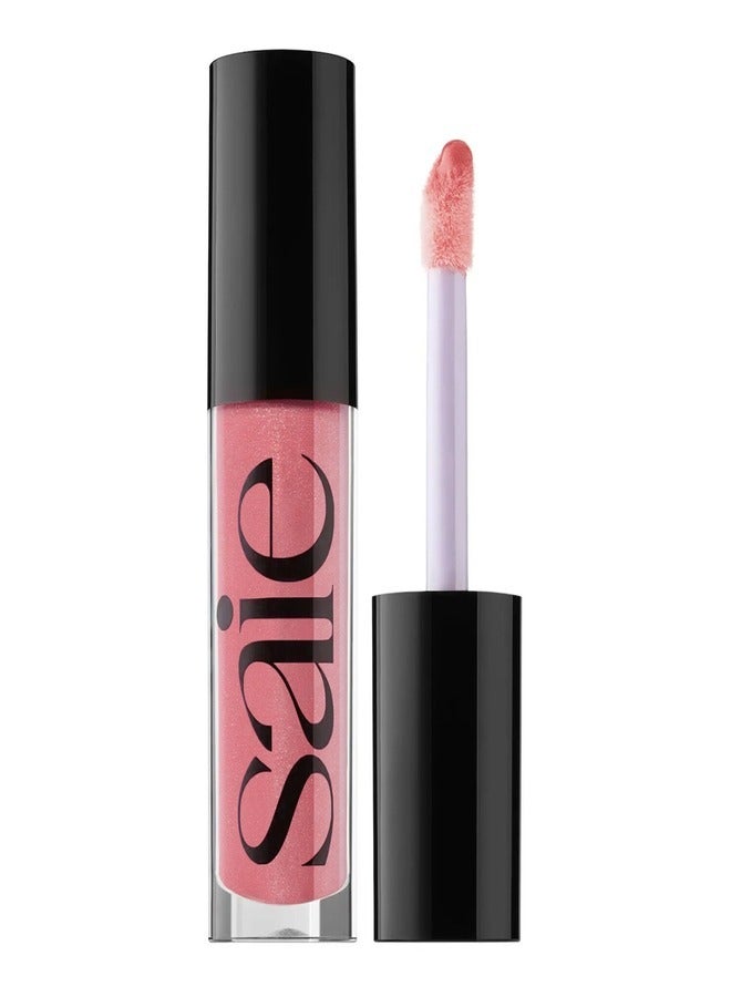 Saie   Glossy Bounce™  High Shine Lip Gloss -  Disco - pinky pink shimmer ,  Moisturizing Oil Infused, 5ml