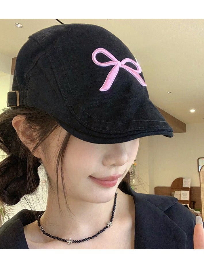 Women's Sweet Embroidered Bow Forward Hat