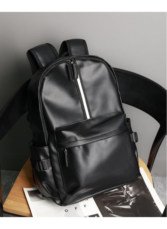 Leather Laptop Backpack for Men Women, School College Bookbag Casual Travel Daypack