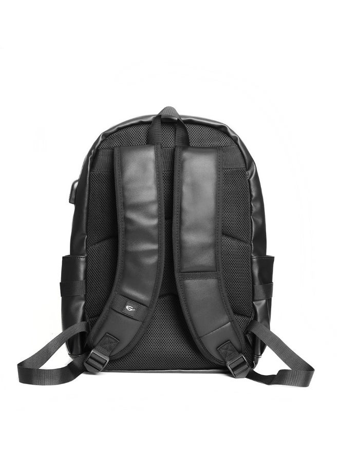 Leather Laptop Backpack for Men Women, School College Bookbag Casual Travel Daypack