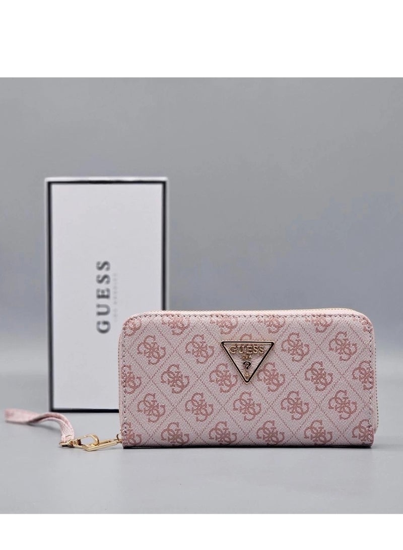 GUESS Women Brand Logo Printed Zip Around Wallet Pink